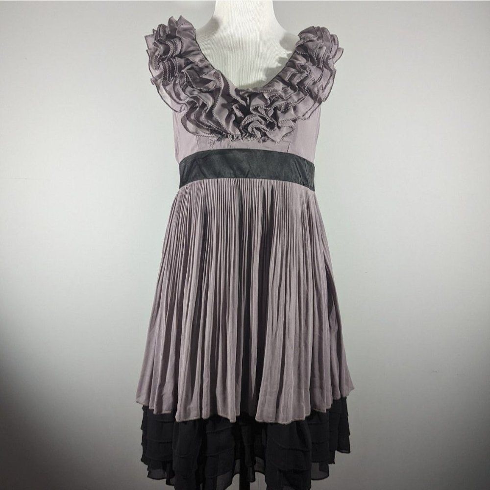 Ryu Anthropologie Dress Women S Lavender Ruffle‎ Neck Sleeveless Cocktail Party